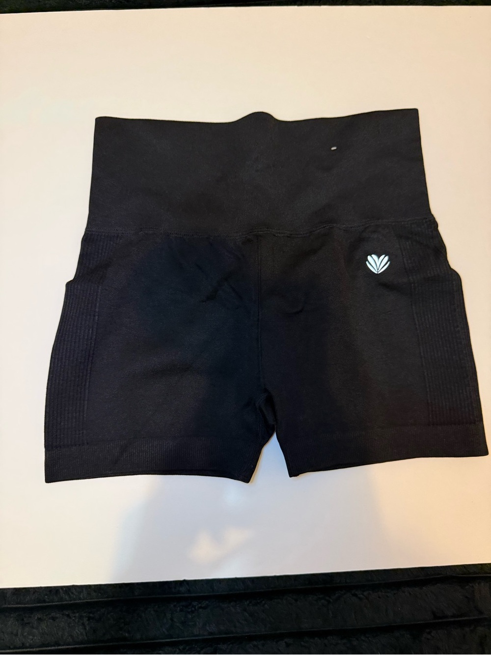 Forever 21 Black High-Waist Bike Shorts with Subtle Logo